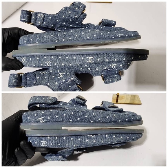 Authentic Chanel Denim Dad Interlocking Slingback Sandals Blue - Picture 8 of 10